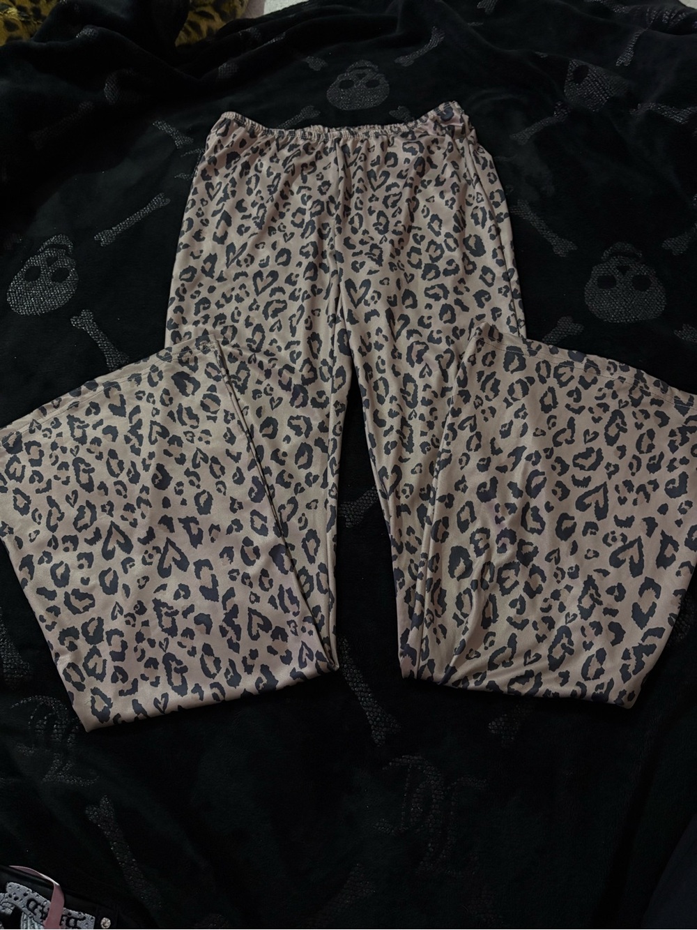 SHEIN Taupe and Black Leopard Print Wide-Leg Pants